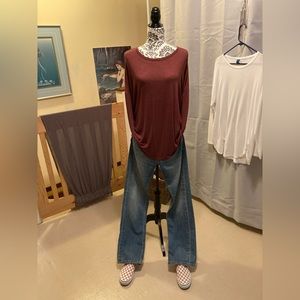 OLD NAVY ~ Rootbeer ~ Luxe Long-Sleeve Tunic T-Shirt (S)